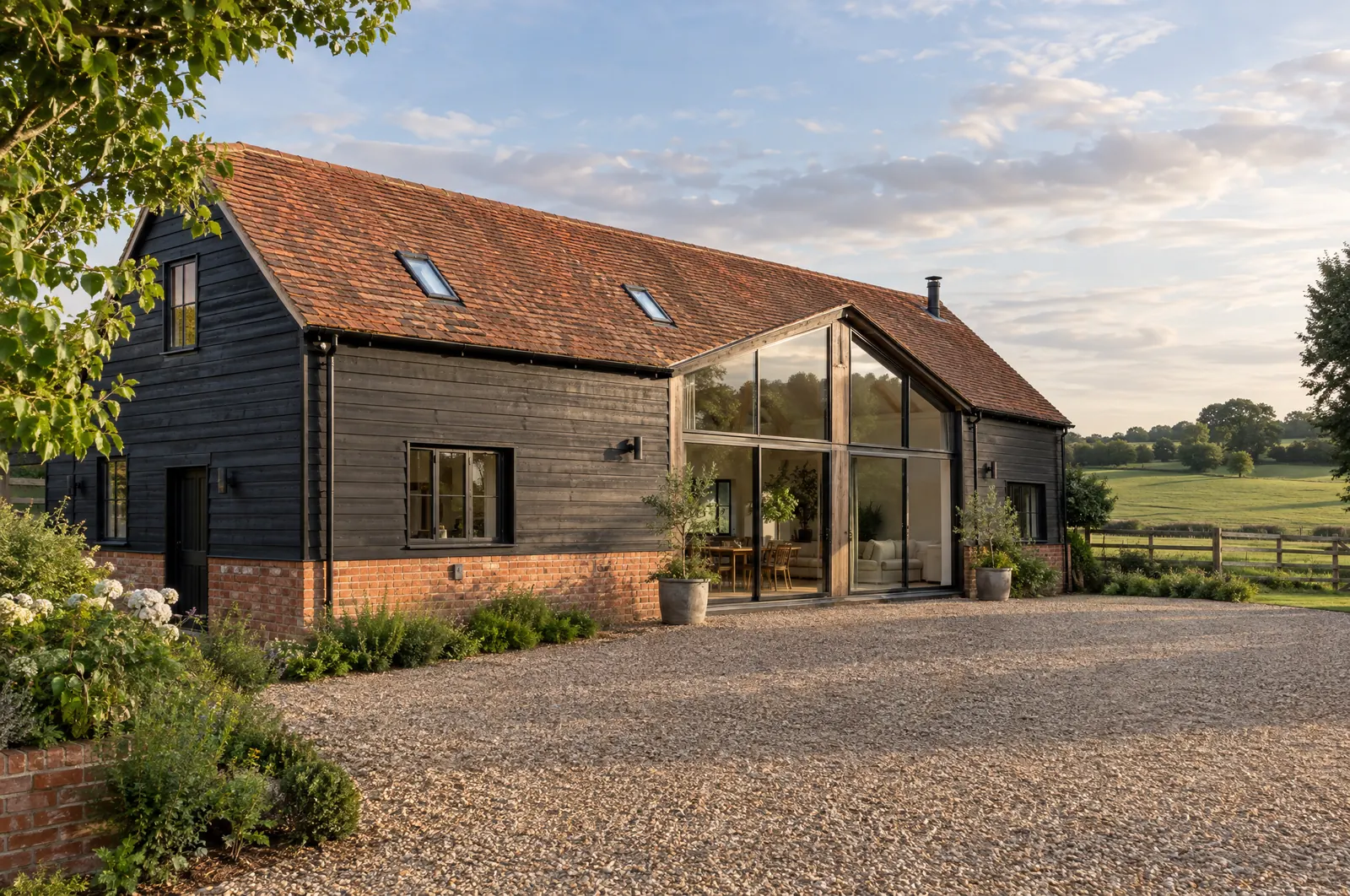 A timber barn converted into a home in the Kent countryside